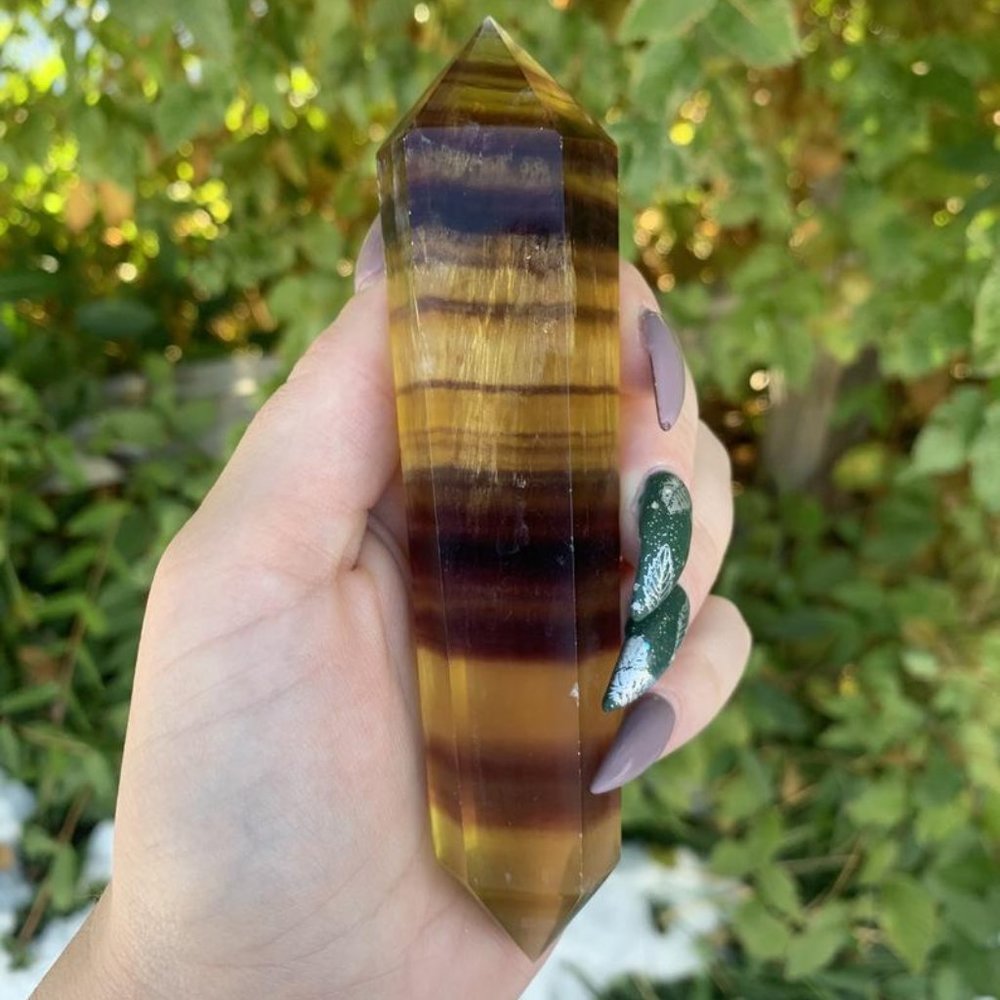 Fluorite Point  3 'Purple  Green  Blue Rainbow - Picture 3 of 3